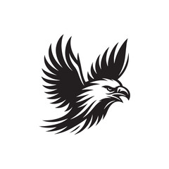 Eagle Illustration: Silhouette of a Proud Bird of Prey Soaring High, with the Eagle Face Silhouette Central to the Design
