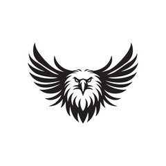 Illustrated Freedom: Eagle Illustration with a Clear View of the Soaring Raptor's Distinctive Eagle Face Silhouette
