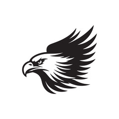 Eagle Face Silhouette Over Water: Illustration Depicting the Raptor's Graceful Hunt and Reflection in Nature
