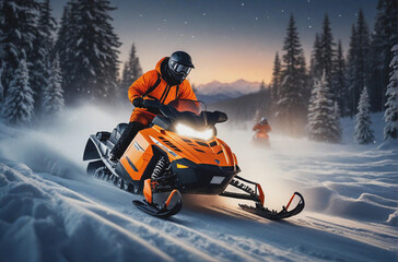 Man riding snowmobile