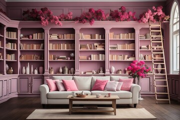 White and Pink Home Library