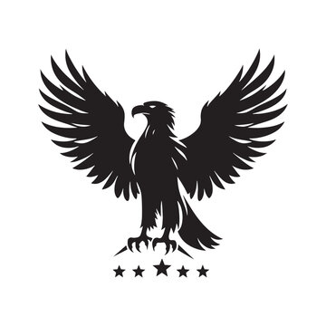 Illustrative Eagle: Detailed Silhouette Artwork Depicting the Magnificent Presence of the Noble Creature

