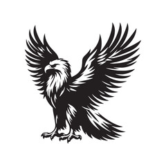 Obraz premium Eagle Illustration: Intricate Silhouette Artwork Highlighting the Grandeur of this Majestic Predator 