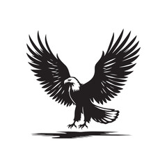 Eagle Silhouette Art: Detailed Illustration Showcasing the Powerful Stature of the Majestic Bird

