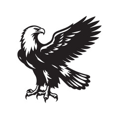 Bold Eagle Silhouette: Illustration Emphasizing the Majestic Profile of this Regal Predator
