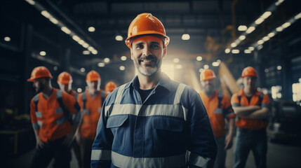 Portrait of Engineer teamwork in an industry factory 