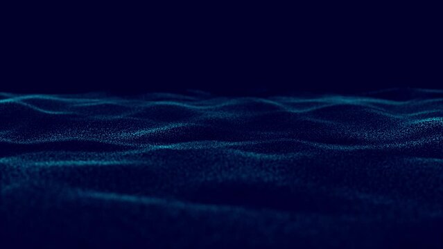 particles wave, Data wave or water waves slice background. Looped. Dot terrain cold waves. Light trails. Big data