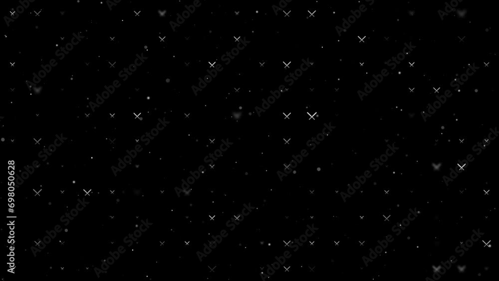 Poster template animation of evenly spaced baseball bats symbols of different sizes and opacity. animation 