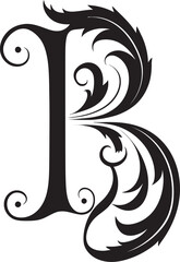 Bold Brushstrokes Expressive Letter B Vector Typeface Baroque Elegance Ornate Font B Vector Design