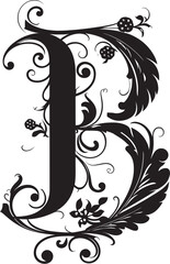 Blossom Beauty Floral Letter B Vector Font Bewitching Curves Enchanting Font B Decor Vector