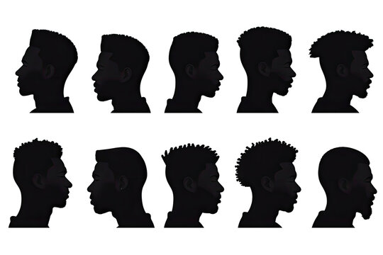Variety Of Hairstyles Showcased By African American Men In Silhouettes