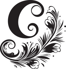 Crafted Elegance Handmade Letter C Vector Font Crowned Serifs Regal Font C Decor Vector