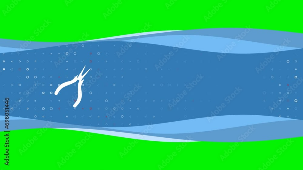 Poster animation of blue banner waves movement with white round pliers symbol on the left. on the backgroun