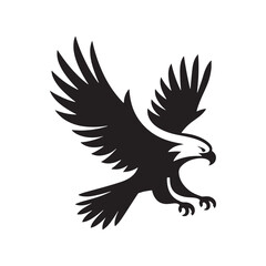 Obraz premium Above All: The Iconic Flying Eagle Silhouette, A Powerful Depiction of Birds Ruling the Skies with Aerial Majesty. 