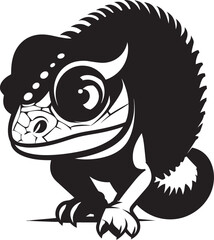 Sleek Adaptations Noir Chameleon Logo Glyph Transformative Essence Chameleon Black Vector Symbol