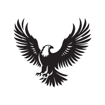 Aerial Majesty: The Timeless Image of a Flying Eagle Silhouette, Symbolizing the Majesty of Birds Soaring in the Sky.
