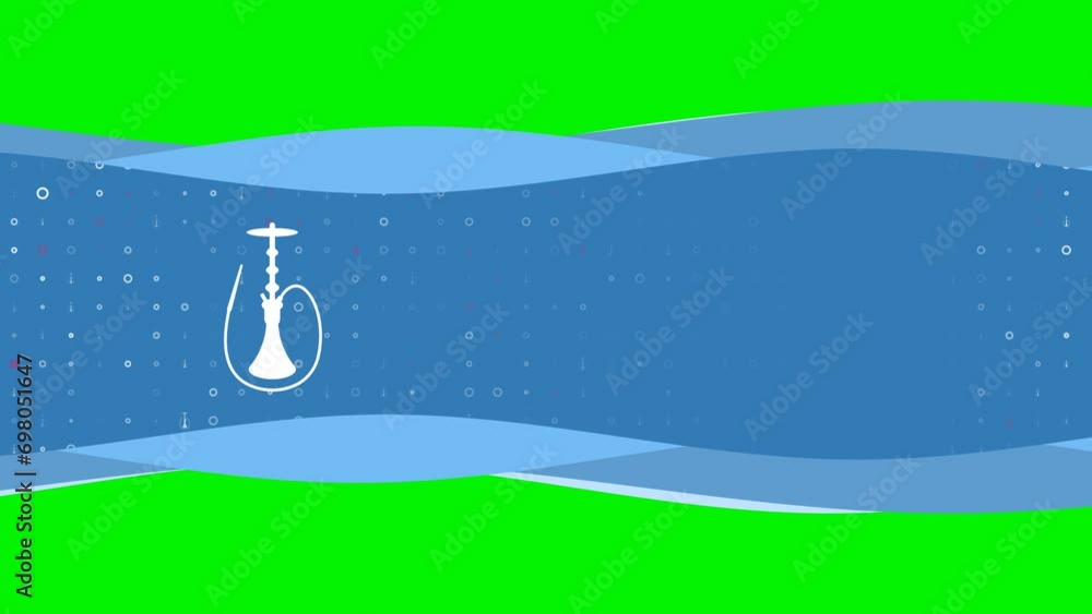 Poster animation of blue banner waves movement with white hookah symbol on the left. on the background ther