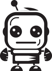 Compact Chat Innovator Small Black Bot Glyph Whimsical AI Pal Cute Vector Robot Design