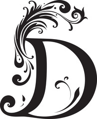 Distinctive Aura Unique Letter D Decor Vector Delicate Script Graceful Font D Vector Design