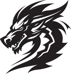 Winged Majesty Dragon Vector Badge Cryptic Scales Black Dragon Mark