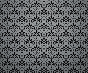 Flower geometric pattern. Seamless vector background. Black and gray ornament. Ornament for fabric, wallpaper, packaging. Decorative print