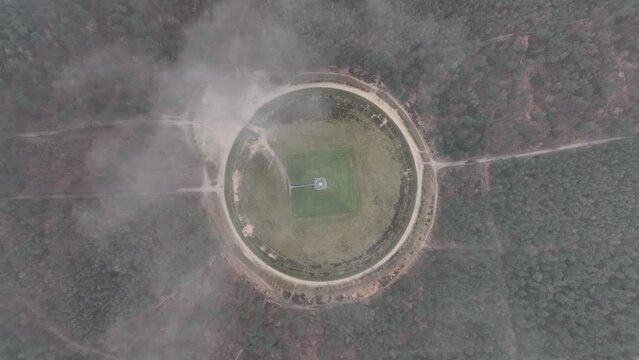Aerial footage of the Monument The Pyramid of Austerlitz in Woudenberg municipality, the Netherlands