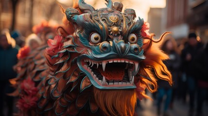 Chinese dragon on a city street