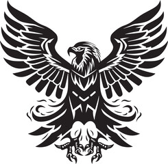 Fototapeta premium Majestic Raptor Black Eagle Emblem Aerial Sovereignty Eagle Vector Icon