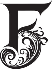 Feathery Elegance Light Font F Decor Vector Flowing Accents Dynamic Letter F Vector Art