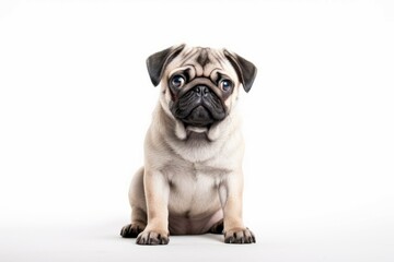 AI generated illustration of a pug on a white background