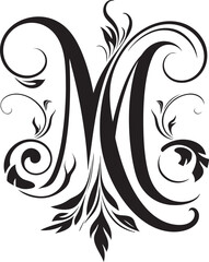 Magical Script Enchanted Font M Decor Vector Mystical Symphony Enigmatic Letter M Vector Art