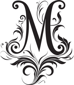 Mystical Symphony Enchanting Font M Vector Majestic Flourish Ornate Letter M Vector Art