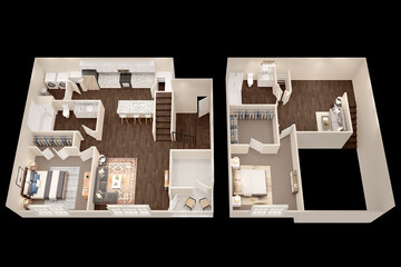 1bhk 2bhk 3bhk with parking  3D floor plan 3d modelling render concept .