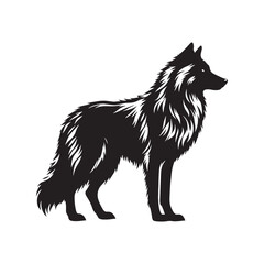 Black Vector Wolf Silhouette: Artistic Rendering of Animal Majesty, Simple Yet Captivating Creature Outlines
