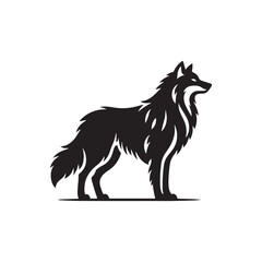 Animal Silhouette: Simplified Beauty, Artistic Representations of Wildlife Majesty - Black Vector Wolf Silhouette
