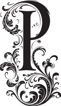 Pristine Flourish Refined Letter P Decor Vector Pinnacle Elegance Peak Font P Vector Art