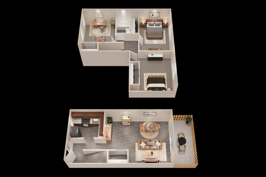 1bhk 2bhk 3bhk with parking  3D floor plan 3d modelling render concept .