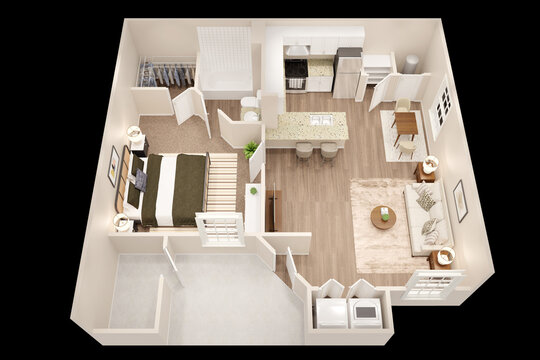 1bhk 2bhk 3bhk with parking  3D floor plan 3d modelling render concept .