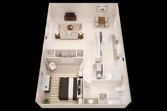 1bhk 2bhk 3bhk with parking  3D floor plan 3d modelling render concept .