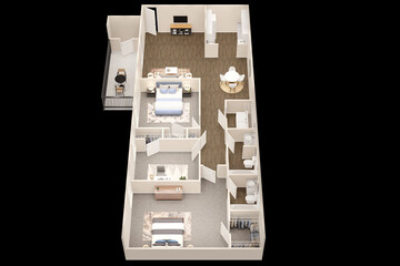 1bhk 2bhk 3bhk with parking  3D floor plan 3d modelling render concept .