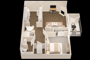 1bhk 2bhk 3bhk with parking  3D floor plan 3d modelling render concept .