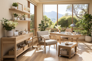 Obraz premium A modern minimalist Scandinavian home office workspace