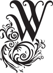 Wilderness Aura Serene Font W Decor Vector Waltz Flourish Rhythmic Letter W Vector