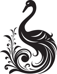 Elegant Unity Dance Swirl Vector Icon Regal Celebration Black Swirl Logo