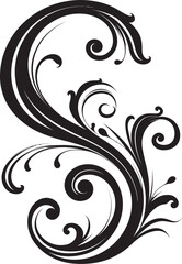Intricate Union Dance Black Deco Emblem Blissful Matrimonial Whirl Swirl Vector Design