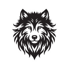 Animal Face Shadows: A Visual Journey into the Intriguing World of Wildlife Expressions - Black vector wolf face Silhouette
