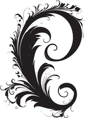 Sculpted Elegance Black Deco Symbol Blissful Swirls Abstract Wedding Mark