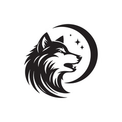 Silhouetted Animal Faces: A Gallery of Diverse Wildlife Portraits in Striking Shadow Forms - Black vector wolf face Silhouette
