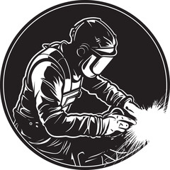 Inferno Craftsman Welder Man Icon Dark Welding Art Black Logo Design