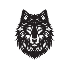 Animal Portraits in Shadow: Discover the Beauty of Diverse Wildlife Expressions - Black vector wolf face Silhouette
